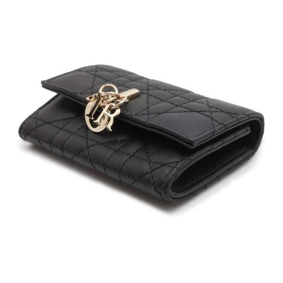 Dior  Wallet My Christian Black Glycine  Lambskin Bifold Cannage - Picture 1 of 9